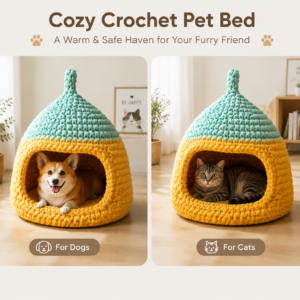 Crochet Pet Bed Pattern PDF | DIY Cat & Dog House Crochet Pattern (Instant Download)