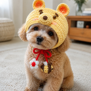 Crochet Bear Hat Pattern – Cute Handmade Cat & Dog Hood Tutorial PDF (Digital Download)