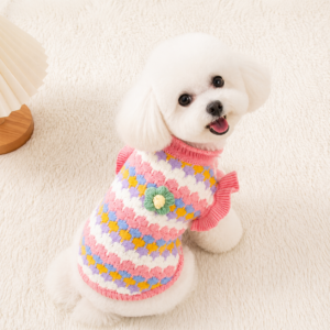 Pastel Daisy Crochet Dog Sweater