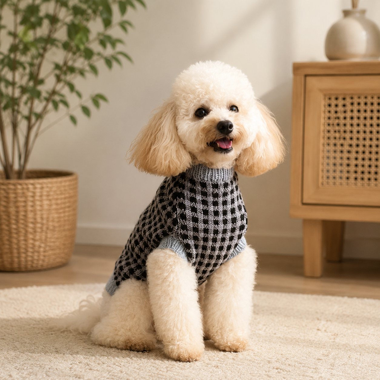 Plaid Dog Sweater Knitting Pattern PDF | Plaid Knit Dog Sweater