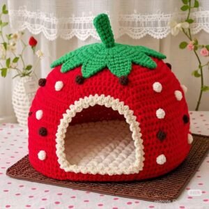 Crochet Strawberry Cat Bed Pattern PDF | Instant Download