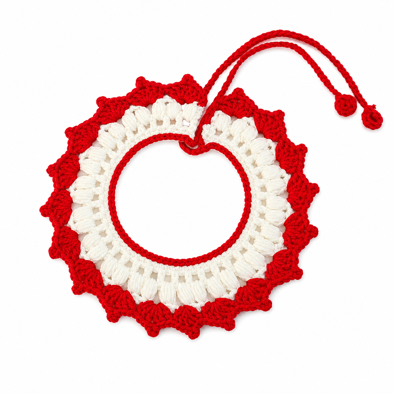Crochet Dog Collar Pattern PDF | Red & White Ruffle Pet Collar Tutorial - Image 3