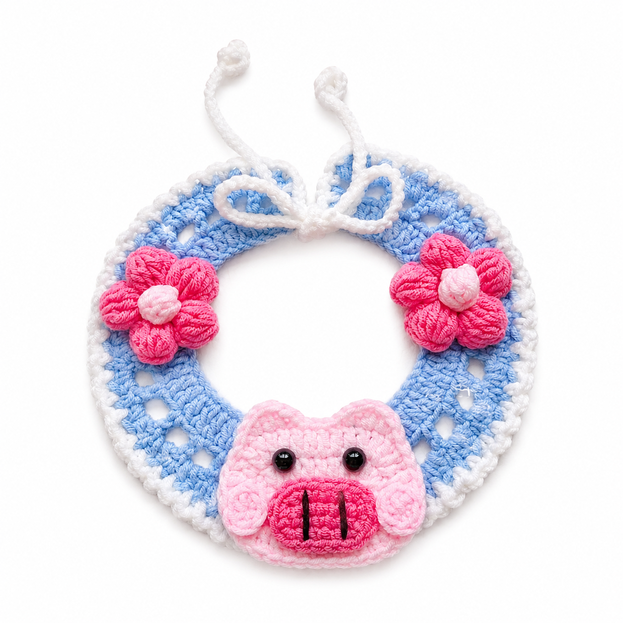 Crochet Pet Collar Pattern – Cute Pig & Flower PDF Tutorial - Image 3