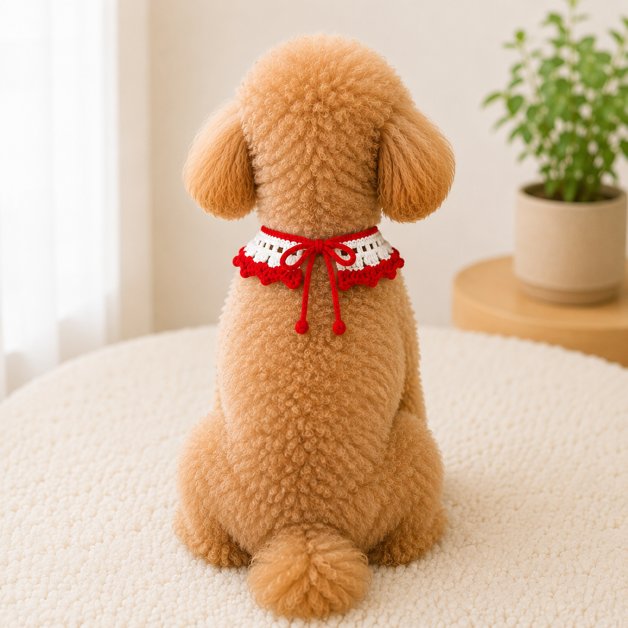 Crochet Dog Collar Pattern PDF | Red & White Ruffle Pet Collar Tutorial - Image 2