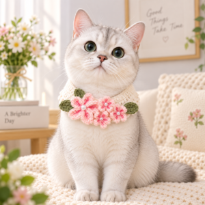 Crochet Pet Collar Pattern – Sakura Flower Collar PDF Tutorial