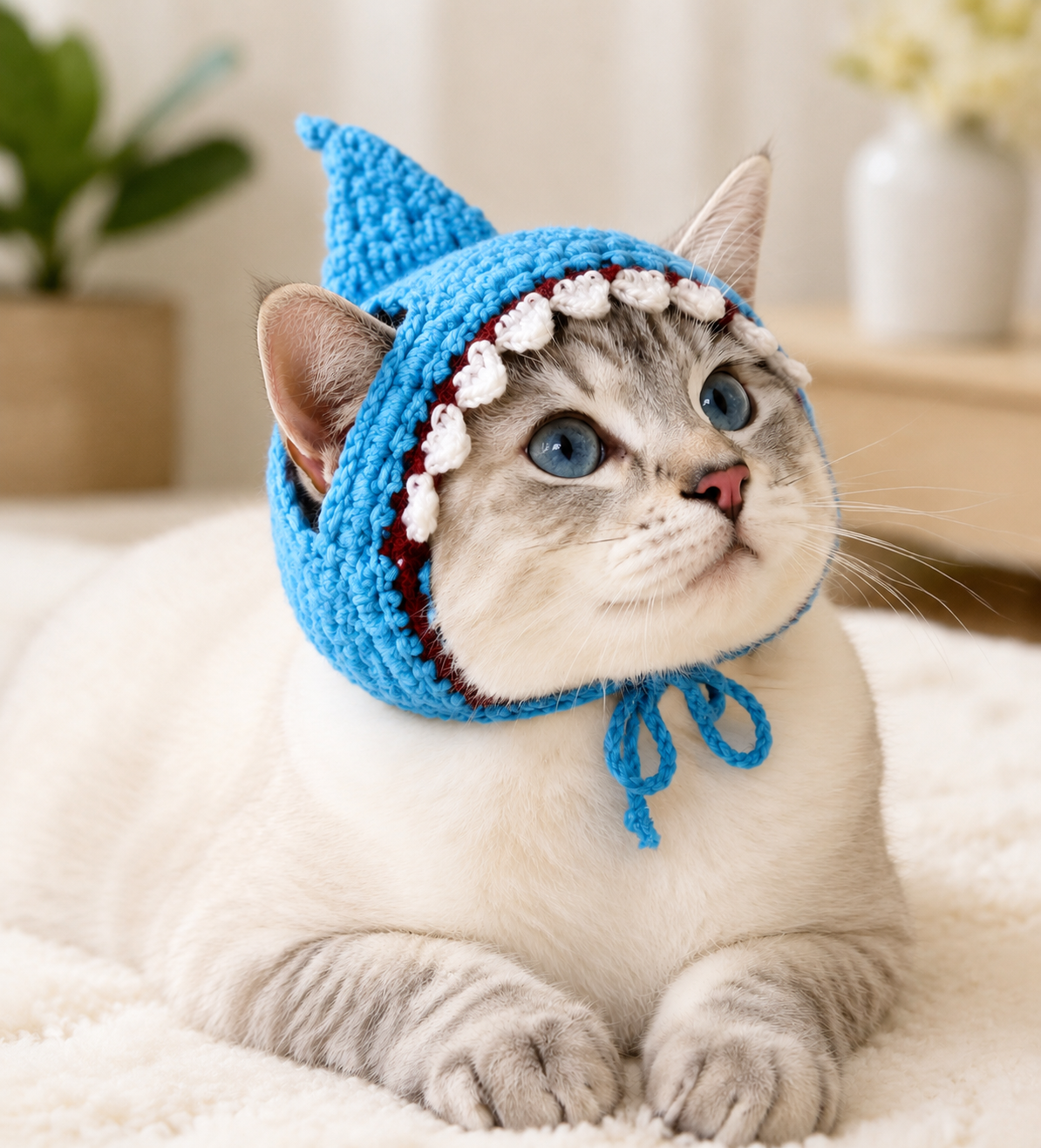 Shark Cat Hat Crochet Pattern | PDF Pet Hat Crochet Tutorial