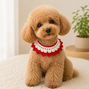Crochet Dog Collar Pattern PDF | Red & White Ruffle Pet Collar Tutorial