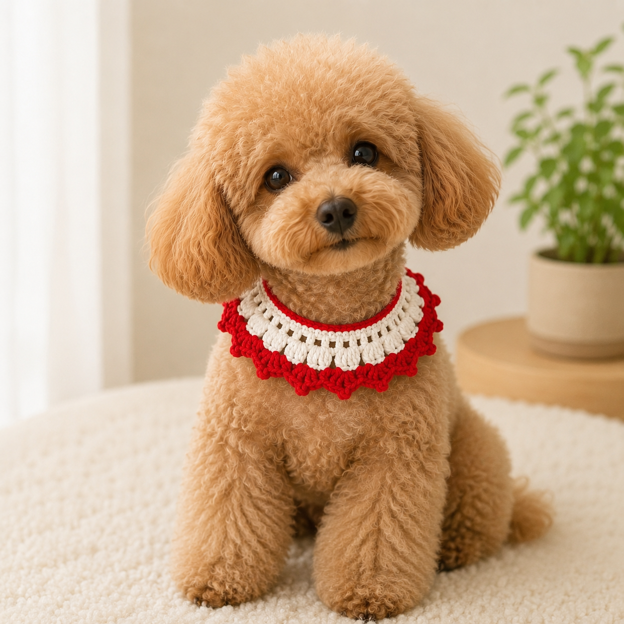 Crochet Dog Collar Pattern PDF | Red & White Ruffle Pet Collar Tutorial