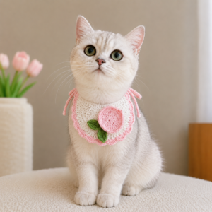 Cat Bib Crochet Pattern PDF | Cute Peach Pet Bib Tutorial