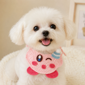 Kirby Pet Bandana Crochet Pattern for cats and small dogs