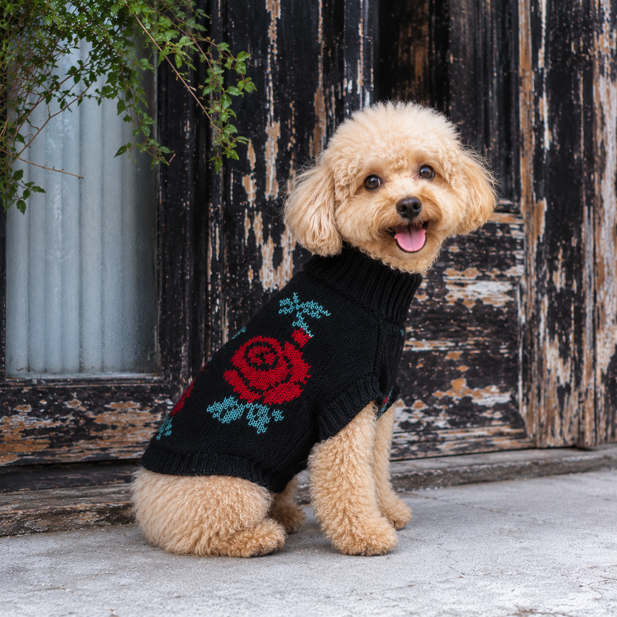 Rose Dog Sweater Knitting Pattern PDF | DIY Pet Knit Pattern