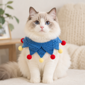 Crochet Pet Collar Pattern colorful jester collar for cat or small dog