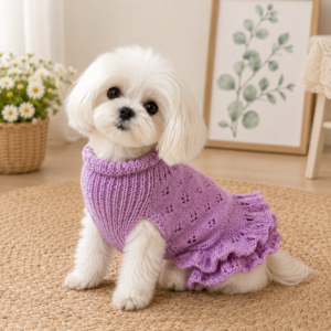 Knitted Dog Dress Pattern PDF | Pet Sweater Dress Knitting Pattern