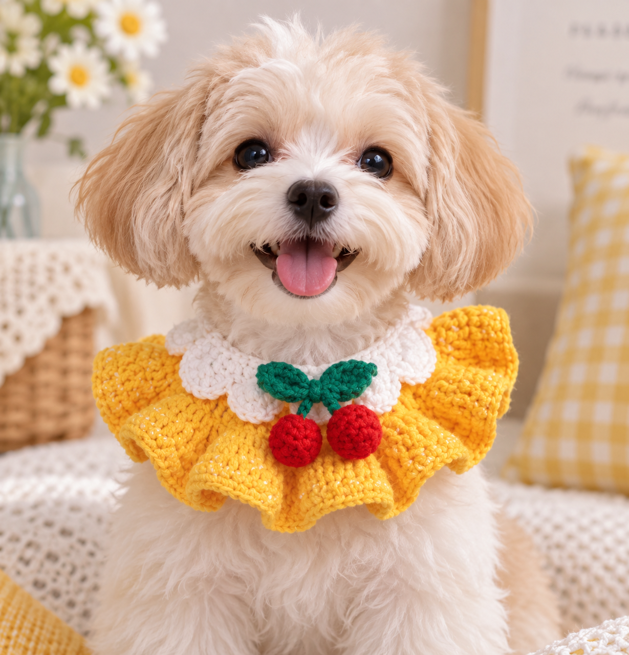 Dog Cherry Collar Crochet Pattern PDF | Pet Crochet Tutorial
