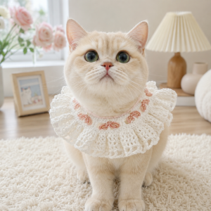 Crochet Cat Collar Pattern – Ruffle Rose Design